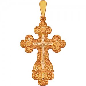 Крест из красного золота 585 пробы арт. 300-1-292