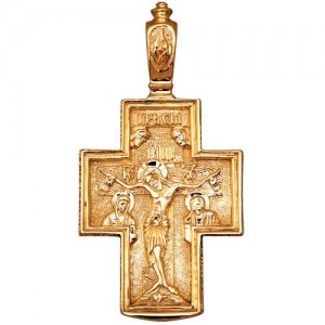 Крест из красного золота 585 пробы арт. 300-1-307
