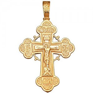 Крест из красного золота 585 пробы арт. 300-1-385