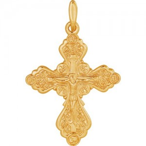 Крест из красного золота 585 пробы арт. 300-1-444