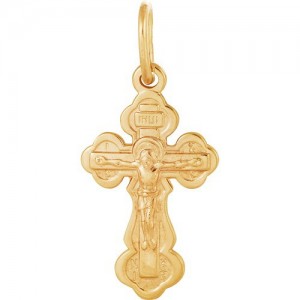Крест из красного золота 585 пробы арт. 300-1-498