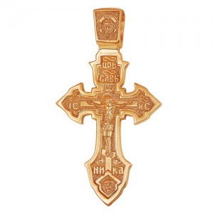 Крест из красного золота 585 пробы арт. 300-1-544