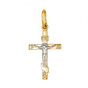 Крест из красного и белого золота 585 пробы арт. 300-1-618Р