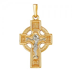 Крест из красного и белого золота 585 пробы арт. 300-1-628Р