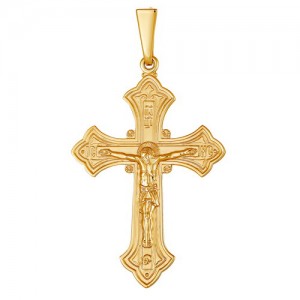 Крест из красного золота 585 пробы арт. 300-1-636