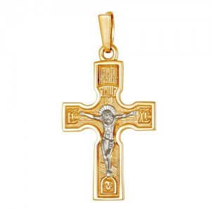 Крест из красного и белого золота 585 пробы арт. 300-1-644Р
