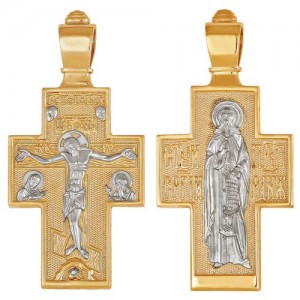 Крест из красного и белого золота 585 пробы арт. 300-1-669Р
