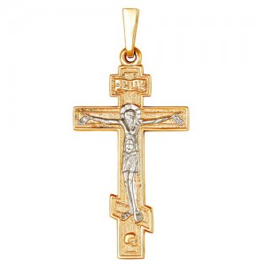 Крест из красного и белого золота 585 пробы арт. 300-1-671Р