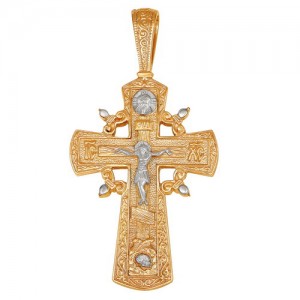 Крест из красного и белого золота 585 пробы арт. 300-1-702