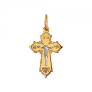 Крест из красного и белого золота 585 пробы арт. 308-1-122