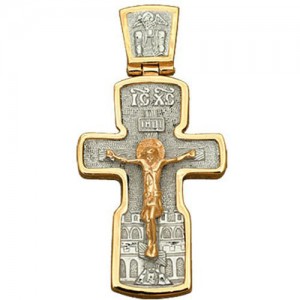 Крест из красного и белого золота 585 пробы арт. 308-1-217