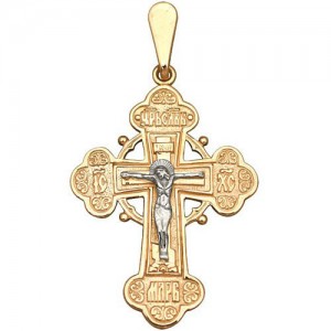 Крест из красного и белого золота 585 пробы арт. 308-1-268