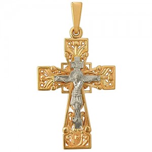 Крест из красного и белого золота 585 пробы арт. 308-1-300
