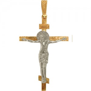 Крест из красного и белого золота 585 пробы арт. 308-1-304