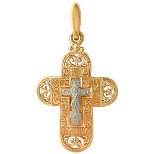 Крест из красного и белого золота 585 пробы арт. 308-1-308