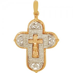 Крест из красного и белого золота 585 пробы арт. 308-1-356