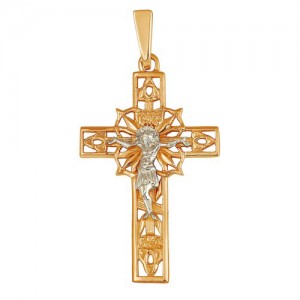 Крест из красного и белого золота 585 пробы арт. 308-1-367