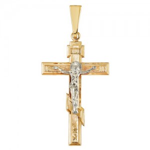 Крест из красного и белого золота 585 пробы арт. 308-1-374