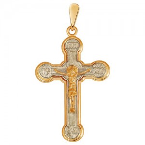 Крест из красного и белого золота 585 пробы арт. 308-1-379