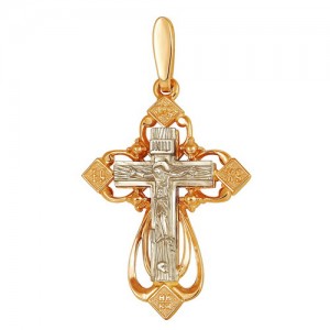 Крест из красного и белого золота 585 пробы арт. 308-1-384