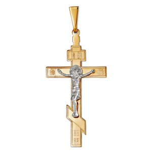 Крест из красного и белого золота 585 пробы арт. 308-1-445